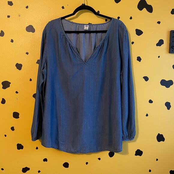 Chambray Peasant Blouse | Denimcore | Boho Everyday Style - Picture 1 of 5